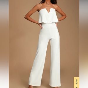 Lulus power of love white strapless jumpsuit